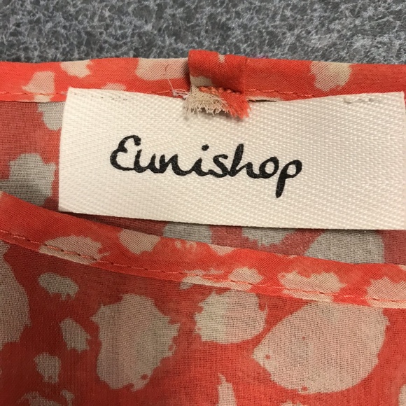 Eunishop Red Tan Print Hi Lo Top Small - Picture 3 of 3